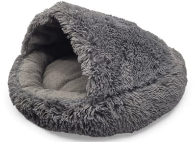 Honden- en kattenbed 100 cm, warm rond slaapzak met shaggy boucle stof, comfortabel mandje voor huisdieren, ideale bed voor katten en honden, grafiet