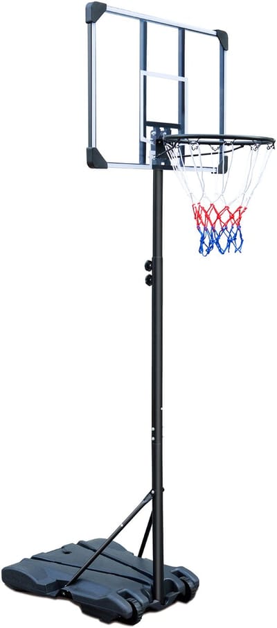 Basketbalstandaard 165-213 cm - Verstelbaar met Rollen - Tragbaar Indoor Outdoor - Staal - Zwart