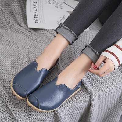 Bootschoenen voor dames, grote maten, leren damesschoenen, slijtvaste, zachte, platte schoenen voor dames, lente 43