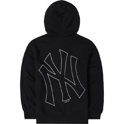 MLB Basic Logo New York Yankees Logo Print Effen Kleur Lamswol Fleece Hoodie Jas Heren jassen Zwart 3ATRB0214-50BKS XS black