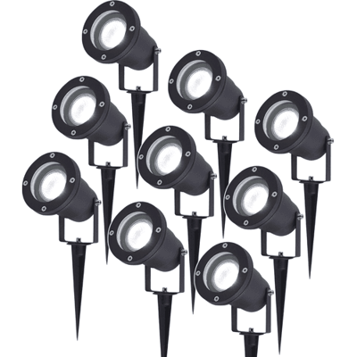HOFTRONIC Set van 9 LED prikspots - 4 Watt 345 Lumen - Dimbaar - Kantelbaar - 6500K daglicht wit - GU10 - IP64 Waterdicht - Zwart - Tuinspots