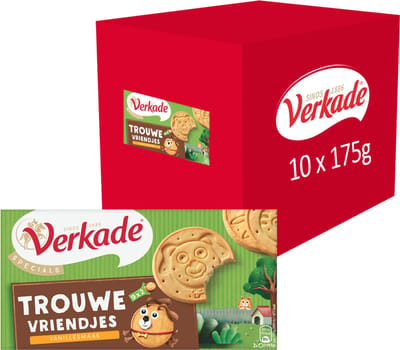 Verkade - Koek - Trouwe Vriendjes met vanille koekjes - 10 x 175 gram