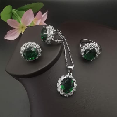 Gepersonaliseerde Modeaccessoires Platina Verguld Amethist Zirkoon Ketting Oorbel Ring Ring size 8