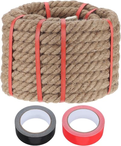 Dik jute touw van 2,3 cm x 112 m, natuurlijk en gedraaid, ideaal voor handwerk, tuinieren en decoratie