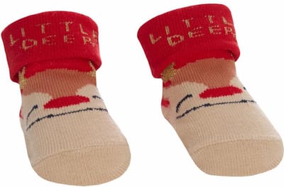 Festive Socks Sokjes Kerst "Little Deer" Rendier Unisex 0-6 Maanden In Organza Gift Bag / Geschenkverpakking B988