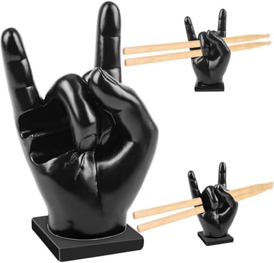 GELLDG Drumaccessoires - Drumstokhouders - Handbediende drumstokhouders - Displayhouders voor drumaccessoires - Drumstokhouders van hars - Leuke en creatieve drumstokhouders - Geschikt als decoratie en cadeau voor drummers - Zwart - 2 items