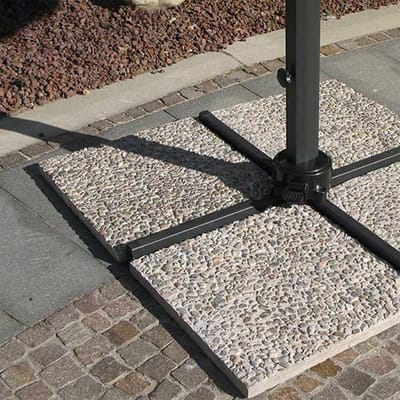 Parasolstandaard van tegels 50 x 50 cm - Gewassen graniet 22 kg - Stabilisatieplaat voor buiten - Tuin, Terras, Bar en Strand