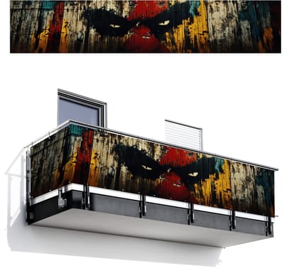 Balkonscherm 500x100 cm - Balkonposter Graffiti - Ogen - Abstract - Balkon scherm decoratie - Balkonschermen - Balkondoek zonnescherm