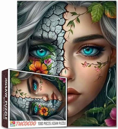 1000 Stukjes Puzzel - Volwassen Puzzel - Ontspannend Spel - Abstract Kunstwerk - 50x70 cm - Gele Bloem
