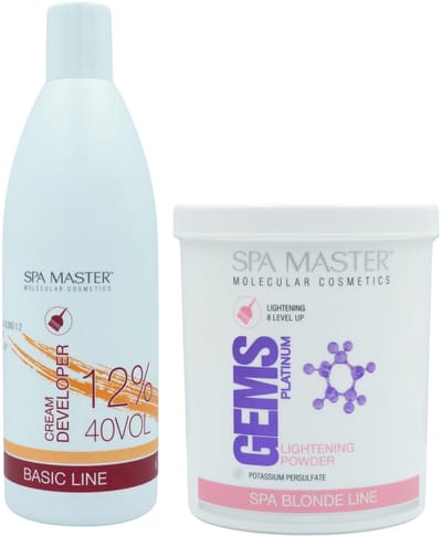Spa Master Blondeerset – Blondeerpoeder 500g + 12% 40VOL Cream Developer 930ml – Intens Blond 5 tot 9 Tinten Lichter – Salonkwaliteit voor Thuis