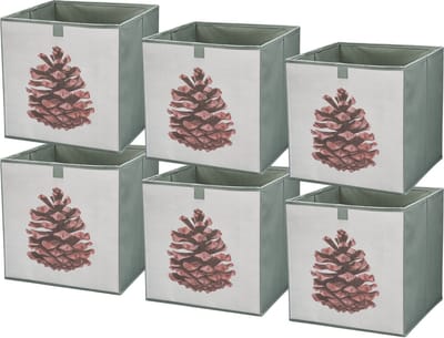 LAVITA® Opbergmand Textiel - 31x31x31 Dennenappel 6 Stuks - Opbergbox Kast Organizer Opbergdoos - Kastlade Verdeler Voor Kleding Ondergoed Badkamer Kledingkast - Vouwdoos Stoffen Doos Opbergdozen