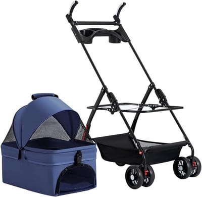 Dieren Wandelwagen - Hondenbuggy - Comfortabel Reizen - Inklapbaar Lichtgewicht - 20 kg Draaglast - Blauw