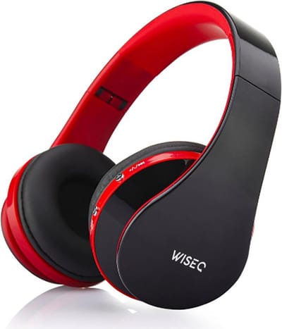WiseQ Draadloze Koptelefoon Kinderen – Bluetooth Kinderkoptelefoon met Microfoon - Draadloos (Bluetooth) & Bedraad – Inclusief Aux kabel (1m) - Zwart&Rood