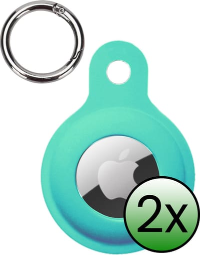 Hoesje Geschikt voor Apple AirTag 2 Hoesje Case Hoesje Geschikt voor Apple AirTag 2e generatie Sleutelhanger Siliconen Hoes - Turquoise - 2 Stuks