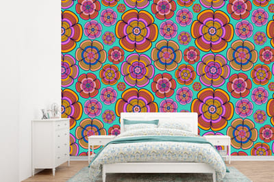 Behang - Fotobehang Design - Flower Power - Kleuren - Breedte 360 cm x hoogte 260 cm