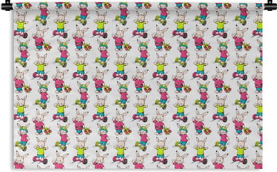 Wandkleed - Wanddoek - School - Konijnen - Dieren - Kinderen - Patronen - 180x120 cm - Wandtapijt