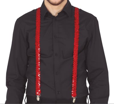 Boland party Carnaval verkleed bretels - pailletten rood - heren/dames - verkleedkleding accessoires