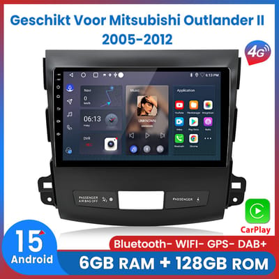Awesafe 6+128GB V1PRO Autoradio - Geschikt Voor Mitsubishi Outlander II 2005 t/m 2012 - Apple Carplay & Android Auto - Android 15 Systeem - GPS Navigatie 4G WiFi - 9 Inch Touchscreen - Bluetooth FM RDS DSP - Radio Scherm