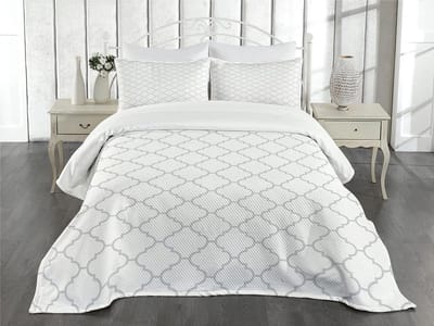 Parade Home® Elegant Bedsprei Set- Bedsprei 220x220- Bedsprei 2 persoons en kussenslopen 75x50- Grijs en wit- Bijzondere beddengoed- Slaapkamer