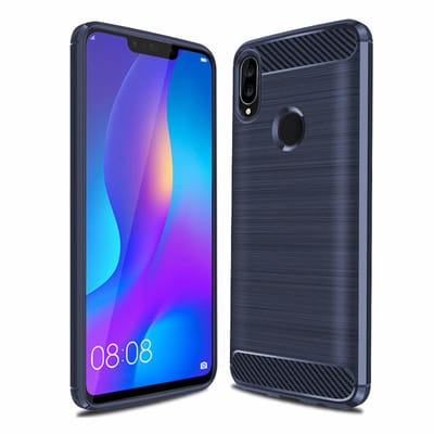 Ntech Soft Brushed TPU Hoesje Geschikt voor Huawei P Smart Plus (2018) - Donker Blauw