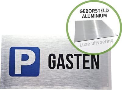 Pictogram/ luxe bord | Parking "Gasten" | 30 x 15 cm | Geborsteld Dibond | Bezoekers | Blinkend | Duurzaam | 1 stuk