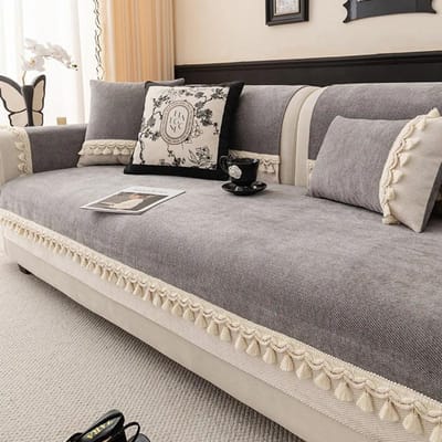 Chenille Vier Seizoenen Universele Bankhoes Bankkussen Effen Anti-kattenkrabmat Voor Woonkamer Antislip Vormgegeven Bankkussen 70x70cm 1pcs