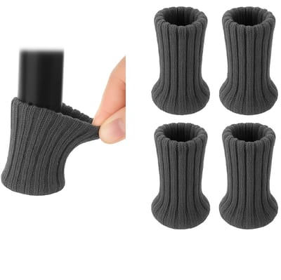 FSW-Products - Stoelpoot Sokken Zwart – 4 stuks – Antikras Stoelpootdoppen met Vilt – Vloerbeschermers voor Stoelen – Geluiddempend