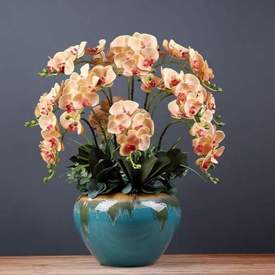 Kunstorchidee met Vaas - Nepbloemen Zijde - Huisdecoratie - Levensecht Handgemaakt - 65 cm - Wit