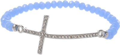 Behave - Armband - Blauwe glaskralen met kruis - Spiritueel accessoire