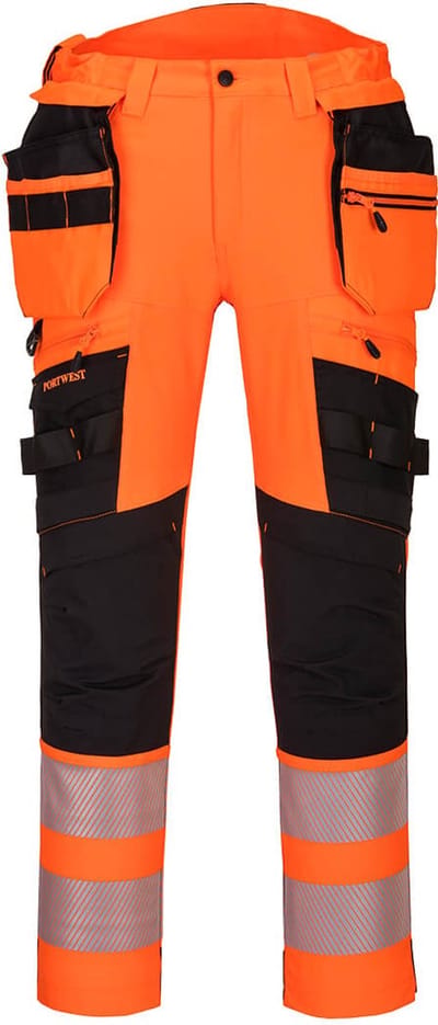 Portwest DX4-Hi-Vis broek met afneembare holsterzakken DX442 - Oranje/Zwart - 28