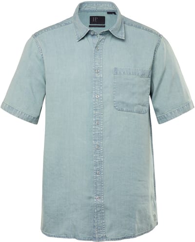 JP 1880 - Heren - Overhemd korte mouw kentkraag boxy fit - Eucalyptus - Maat 3XL
