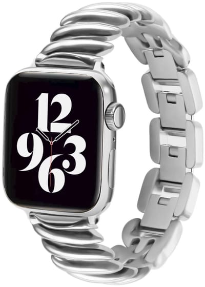 MY PROTECT - Luxe Metalen Swirl Bandje - Geschikt Voor Apple Watch Bandje - Series 1/2/3/4/5/6/7/8/9/10/SE - 38mm - 40mm - 41mm - 42mm - Zilver