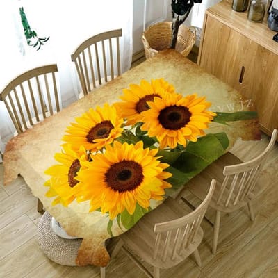 Zonnebloem Bloem Patroon Tafelkleed Huis Woonkamer Eettafel Koffietafel Anti-Fouling Tafelkleed Buiten Picknickkleed 40x70cm15x27inch
