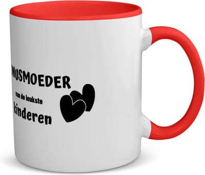 Akyol - bonusmoeder van de leukste kinderen koffiemok - theemok - rood - Moeder - de leukste bonusmama - moeder cadeautjes - moederdag - verjaardag - geschenk - kado - 350 ML inhoud