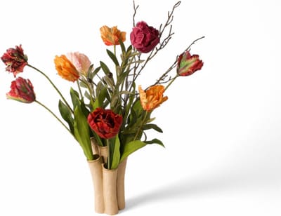 WinQ-Papagaai Kunsttulpen compleet met Tulpenvaas Multicolor-tulpen 75cm-kunstboeket