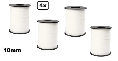 4x Krullint wit 10mm x 250meter| Vernieuwd, nu met folie beschermlaag om de verpakking |krullint | decoratie| thema feest| versiering
