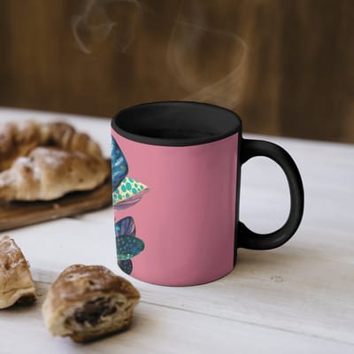 Magische Mok - Foto op Warmte Mokken - Koffiemok - Plant - Bladeren - Stippen - Abstract - Magic Mok - Beker - 350 ML - Theemok