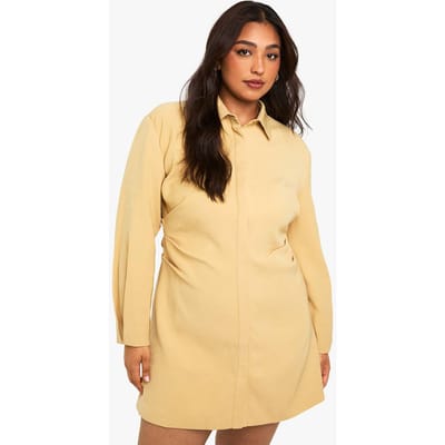 boohoo Dames Plus Shirtjurk met gerafelde zijkanten | Ecru | Maat: 16