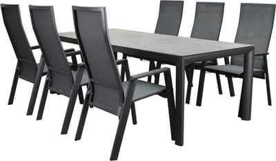 Nancy Angora dining tuinset 220x100xH74 7 delig verstelbaar