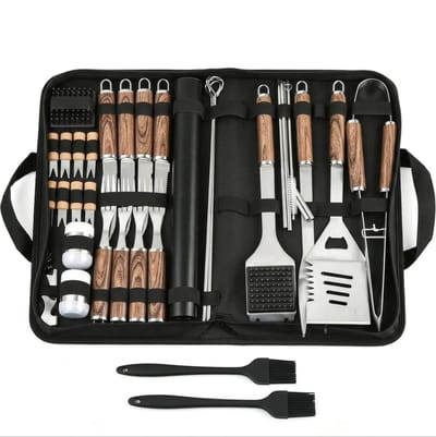 BSS® BBQ Accessoires & BBQ Gereedschap – 38-delige Barbecue Accessoireset van RVS met Opbergtas – Complete Grillgereedschap Set
