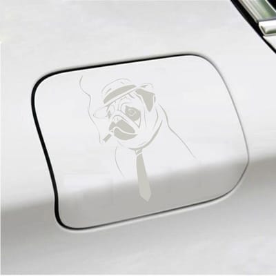 Bumpersticker - Hond Rokend - 10 X 13,6 - Zilver