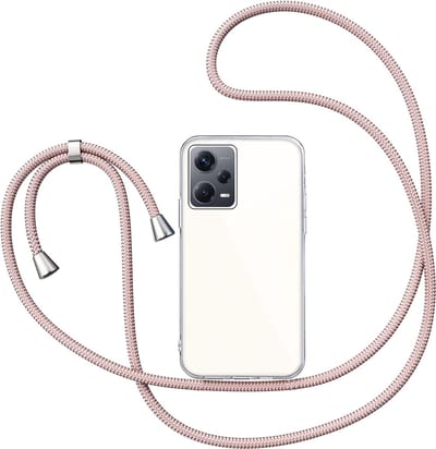 Hoesje met Koord geschikt voor Xiaomi Note 12 5G - Back Cover Siliconen Case Transparant Hoes Roségoud