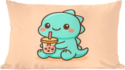 Sierkussens - Kussentjes Woonkamer - 60x40 cm - Dino - Boba - kawaii - Oranje