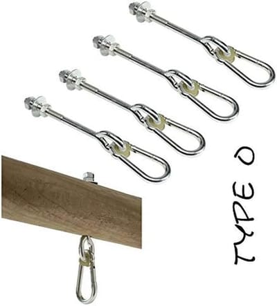 Schommelhaken Set - Bevestigingshaken Hout - Veilig Ophangen - Inclusief Karabijnsluiting - M12x250mm Houtdikte