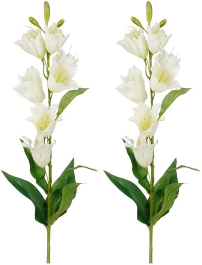 Mica Decorations Kunstbloem Campanula Floral - 2x - H71 cm - wit - kunststof - stelen kunstbloemen - boeket - witn bloemetjes