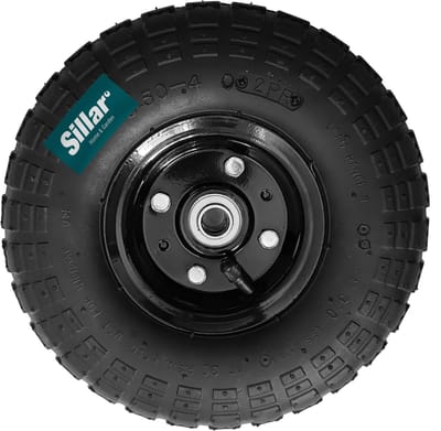 Sillar, wiel voor tuinkarren en kruiwagens, reservewiel voor tuinkarren, trolleys en aanhangers, draagvermogen 80-90 kg, versterkte velg, banddiameter 250-260 mm