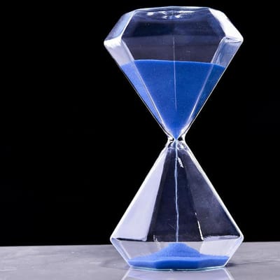 Zandloper Timer - Zandlopers Diamant - Tijdmanagement Hulpmiddel - Handgemaakt Glaswerk - 5 15 30 Minuten - Blauw