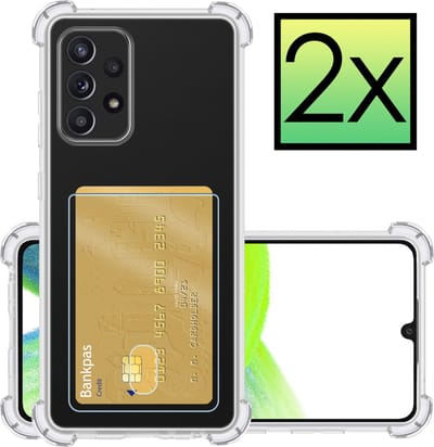 Hoesje - 2 Stuks - Geschikt voor Samsung Galaxy A33 - Met Pashouder en Kaarthouder - Telefoon Hoes Shockproof - Siliconen Case - Back Cover - Shock Proof - Pasjes Houder - Transparant