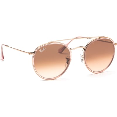 Ray-Ban Zonnebril Ronde Dubbele Brug 3647n 9069A5 Roze Roze Verloop Bruin
