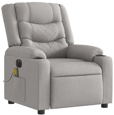Massagestoel - Relaxfauteuil - Zetel - Sta op stoel elektrisch - Stof - 1 persoons - Met armleuning - Zeer comfortabel - Elektrisch - Lichtgrijs